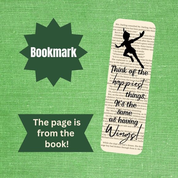 Peter Pan Book Page Bookmark Set, Bookish Gifts, Peter Pan Bookmarks - Picture 3 of 9